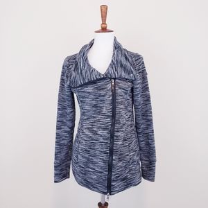 Avalanche Marled Grey Diagonal Zip Fleece Jacket Zip Up Sweatshirt Small